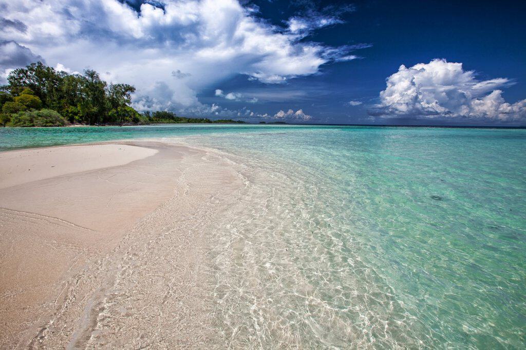 Blue water and white sand beaches 