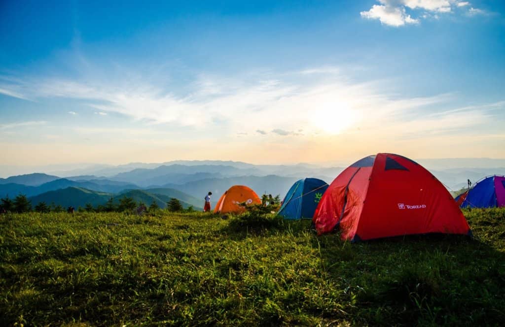 Red tents outside to show you how to make your camping trip safe