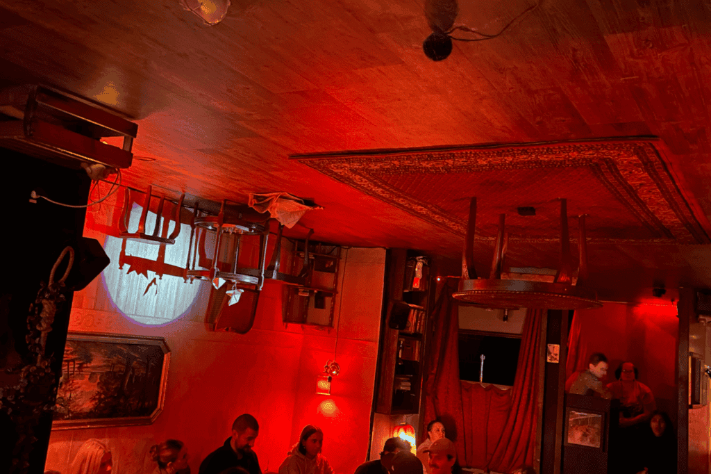 furniture glued to the ceiling at madame claudes