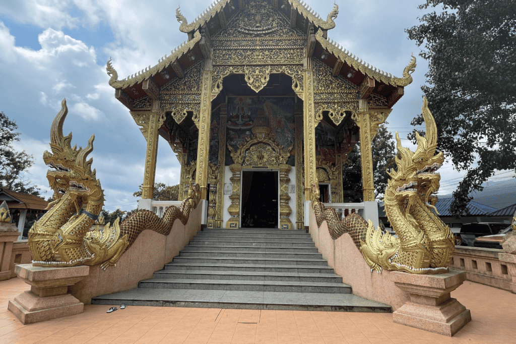 exterior of an ornate temple at wat phra that doi kham