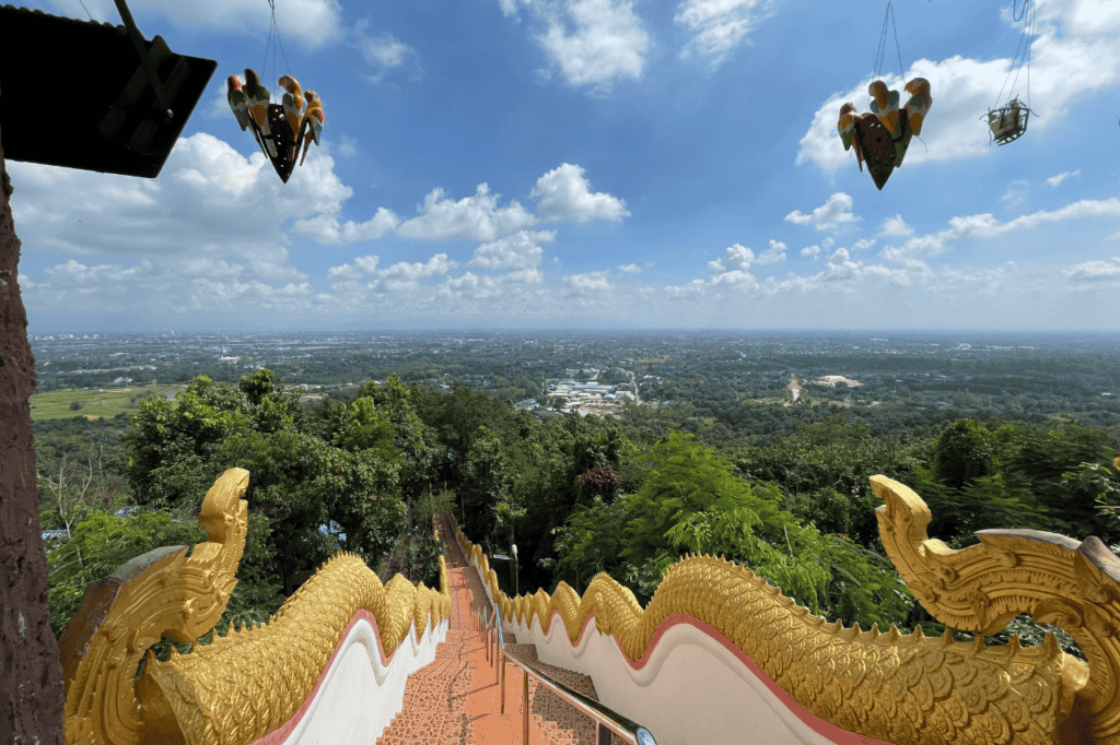 Gold and white steps at Wat phra that Doi Kham