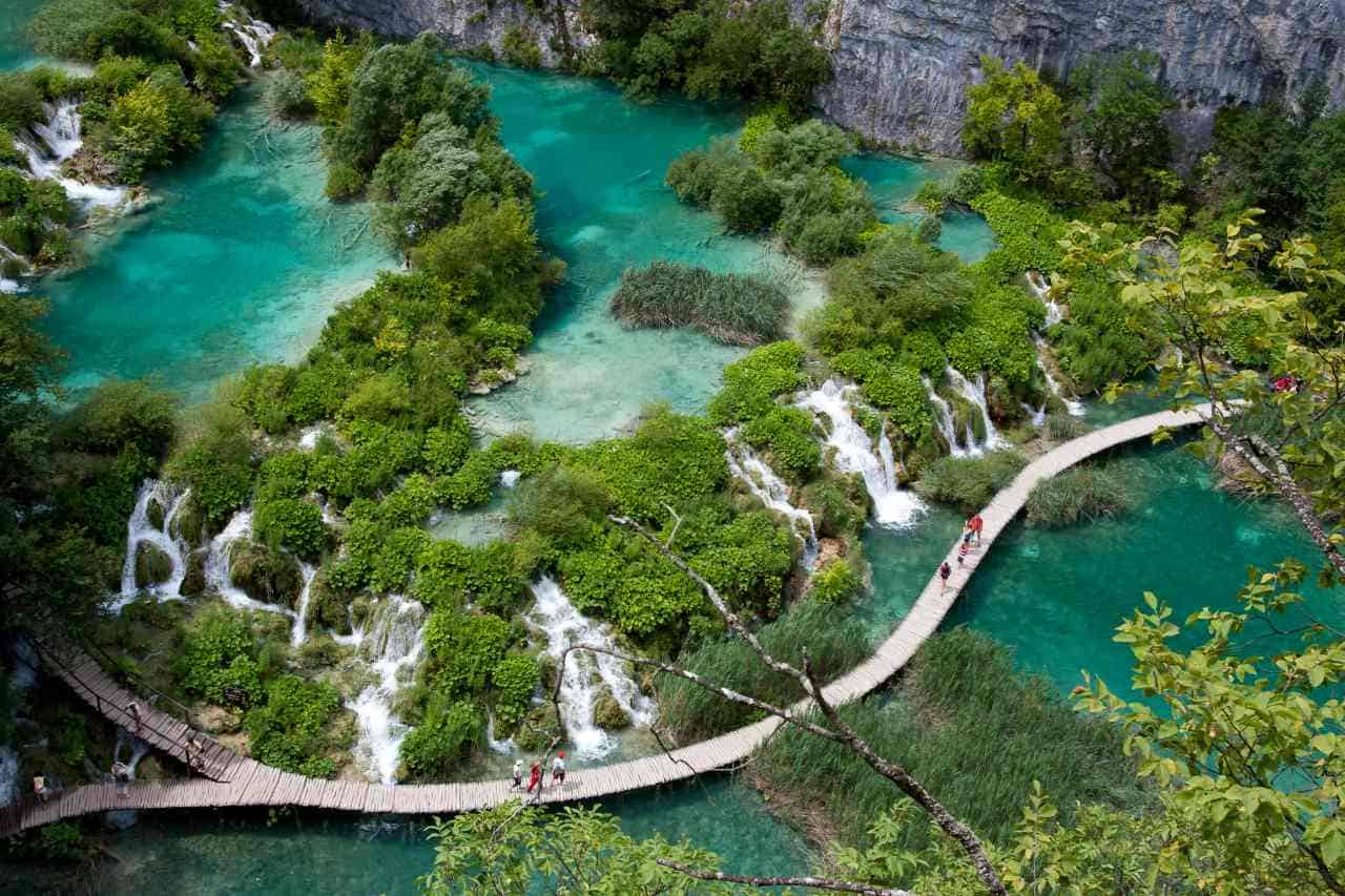 Stunning Plitvice Lakes with turquoise waterfalls in Croatia’s national park