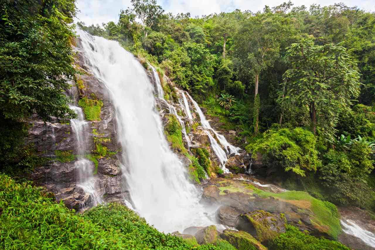 Thunderous Wachirathan Waterfall in Doi Inthanon National Park, Chiang Mai, Thailand