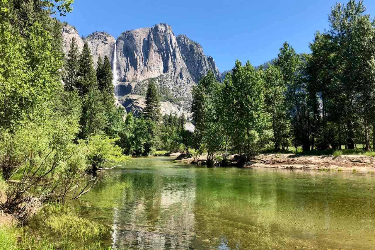 Towering Yosemite Falls in California’s Yosemite National Park, North America