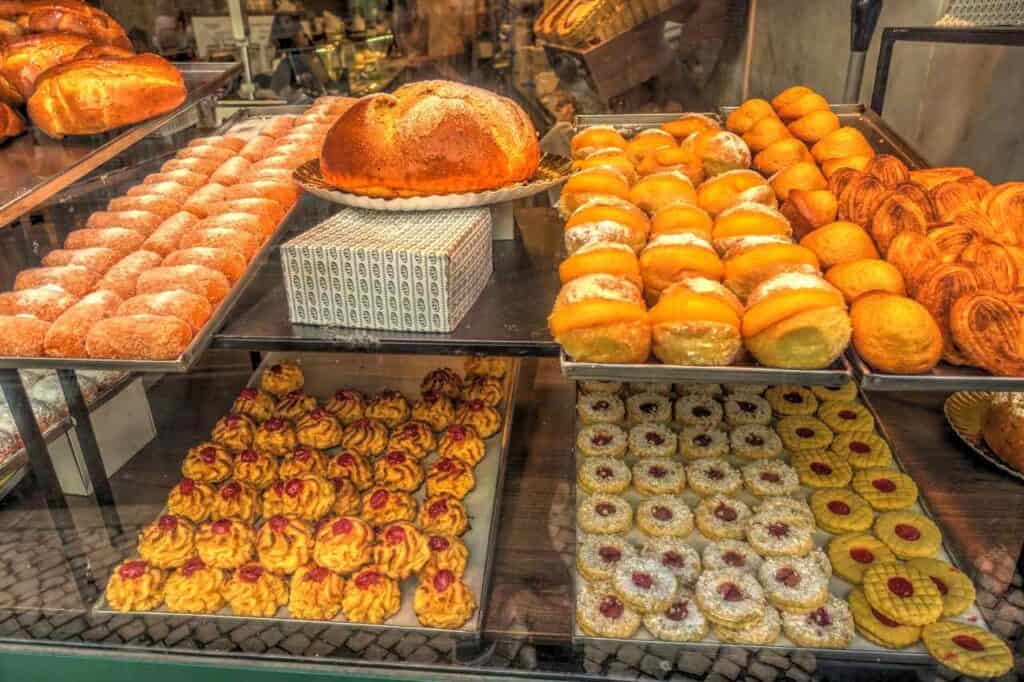 rows of baked goods in porto