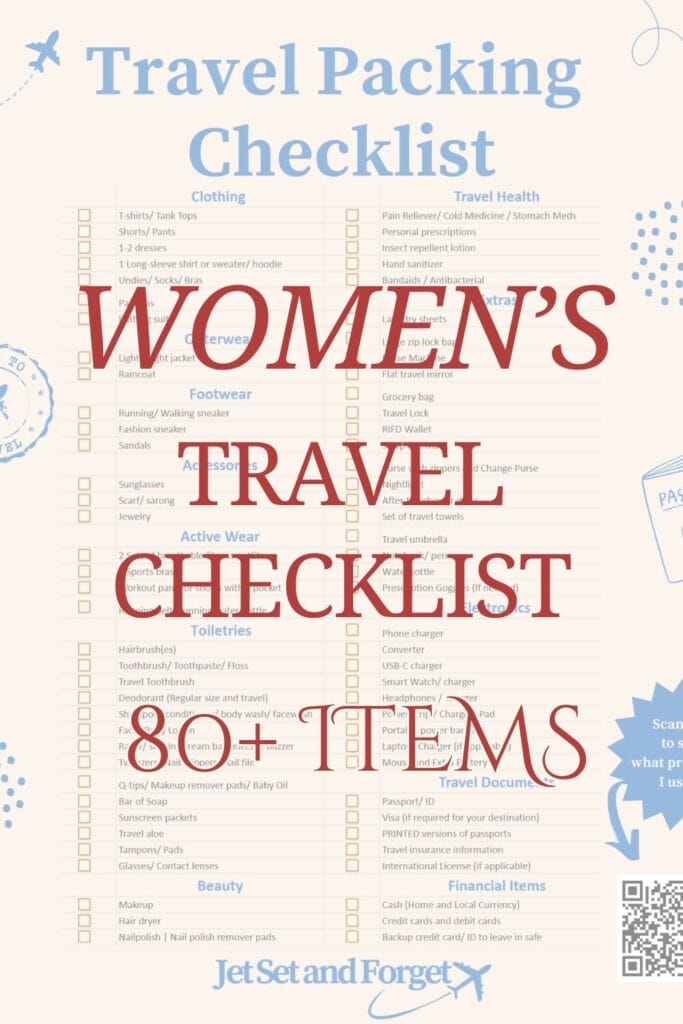 women's travel packing list