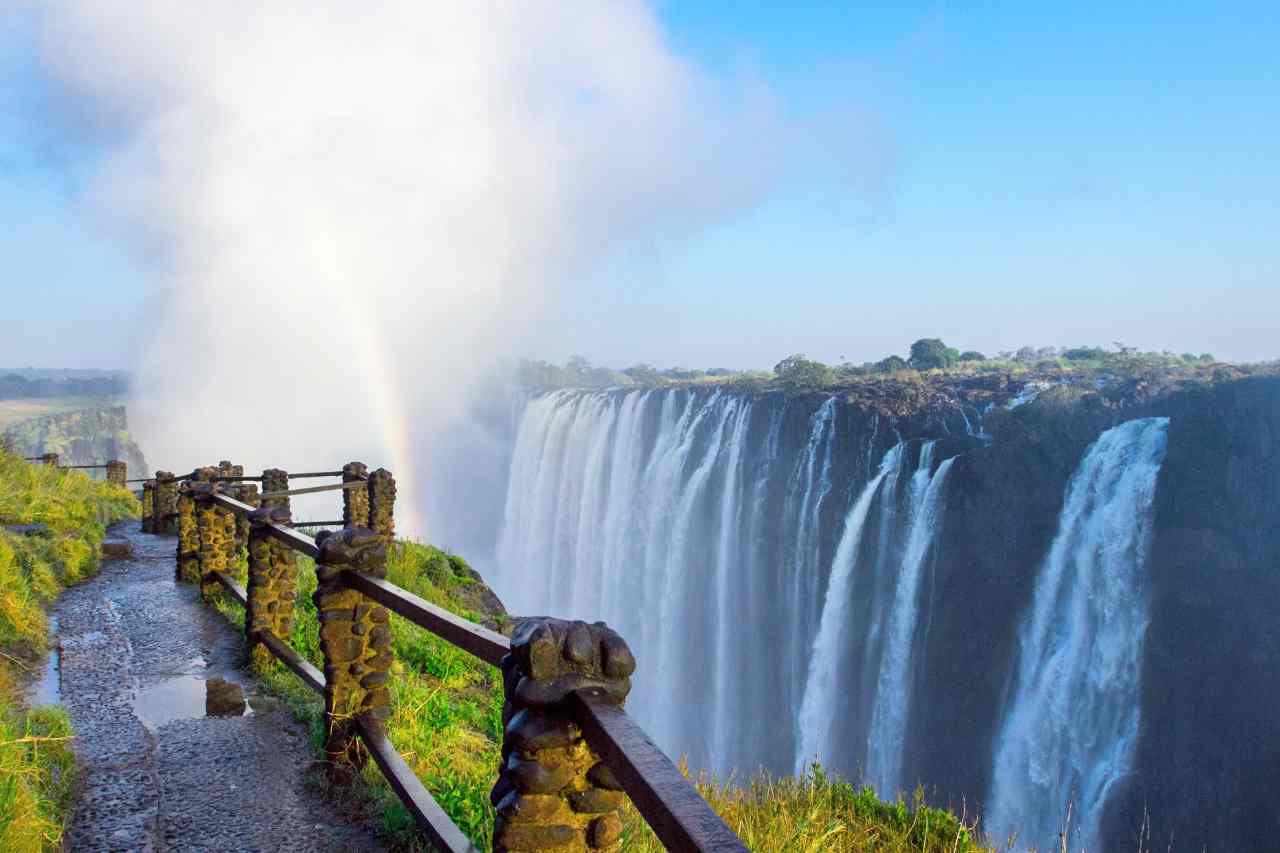 Majestic Victoria Falls, known as 'The Smoke that Thunders', between Zambia and Zimbabwe