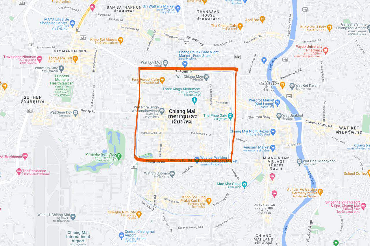 map of old city chiang mai 