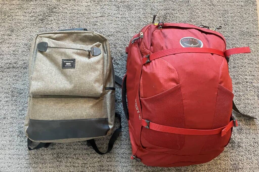 two backpacks closed and ready to go