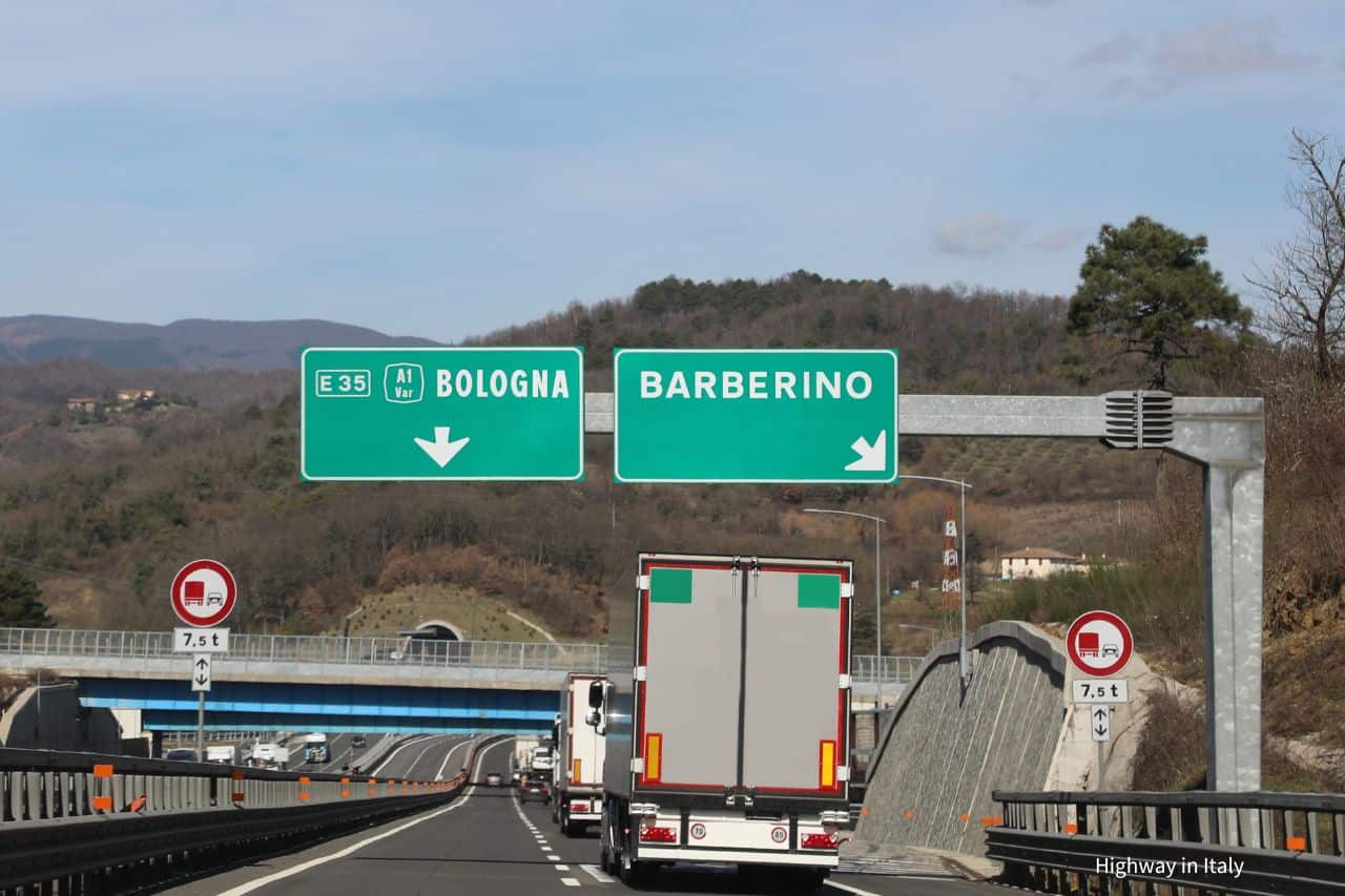 driving o n a highway in italy