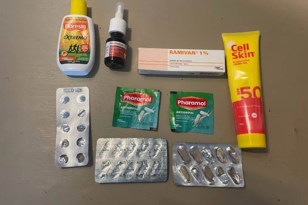 assorted medicine packages that you can buy in peru