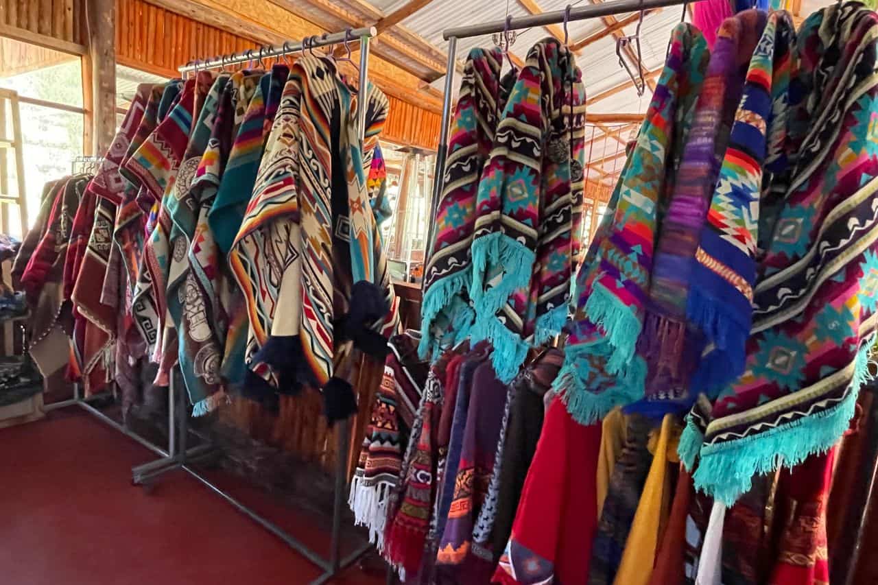 Colorful Ponchos in a market in Peru