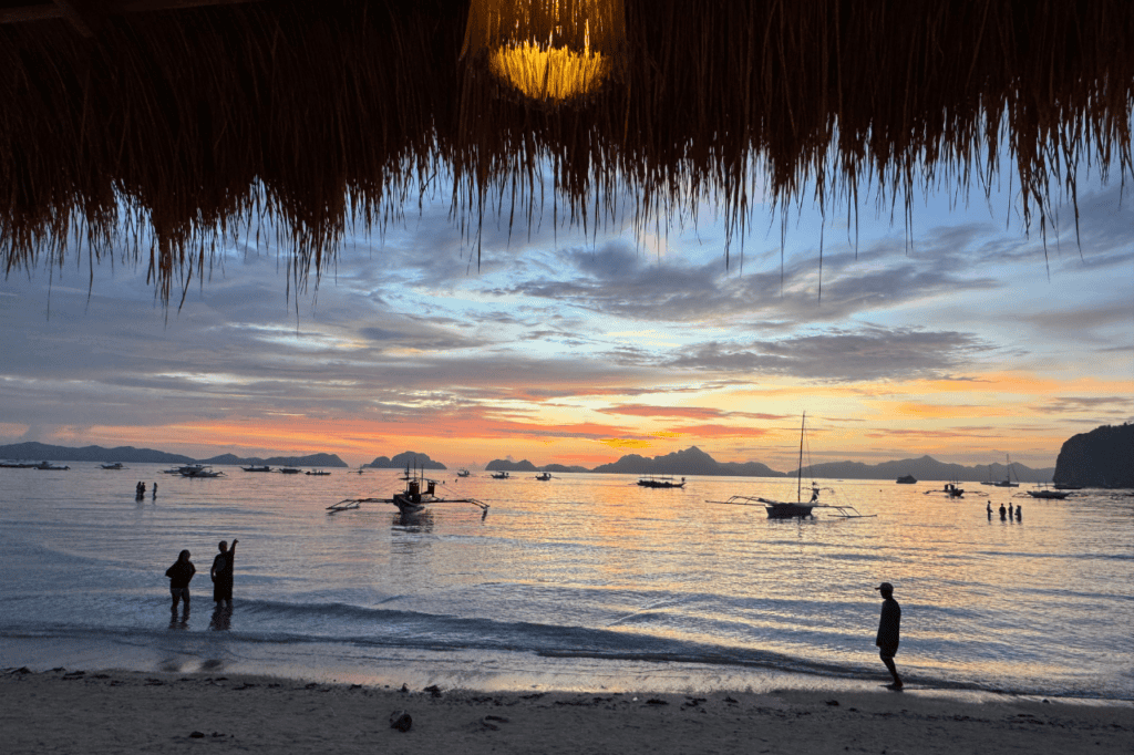 Beachfront bar with sunset views in El Nido