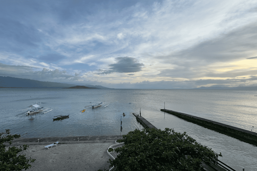 View from Turtle Bay Dive Resort’s beachfront and marina