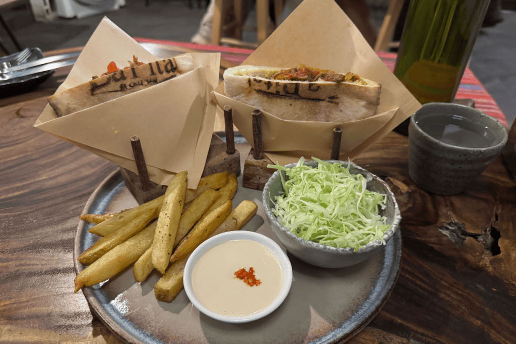 Two pitas with a side of fries in Manila