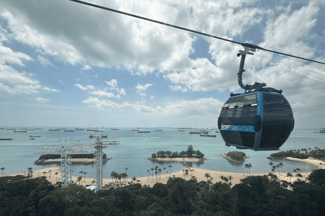 View from the Sky Cab in Sentosa - one of the best times to visit Singapore for the view