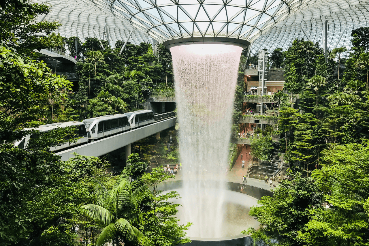 The world’s tallest indoor waterfall at Jewel Changi Airport