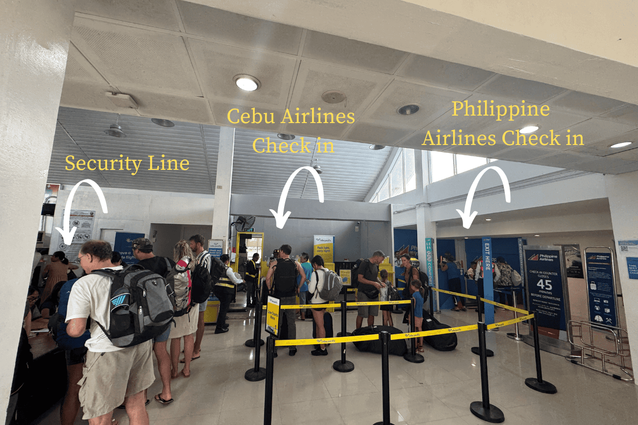 Check-in counters at Siargao Airport