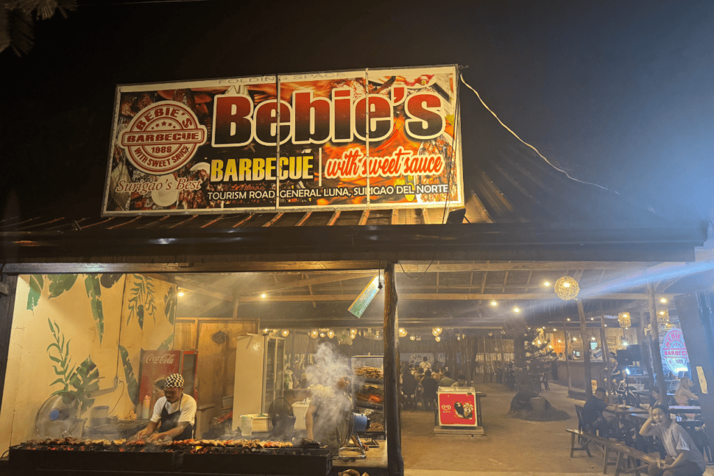 Exterior of Bebie's BBQ stand serving grilled meats