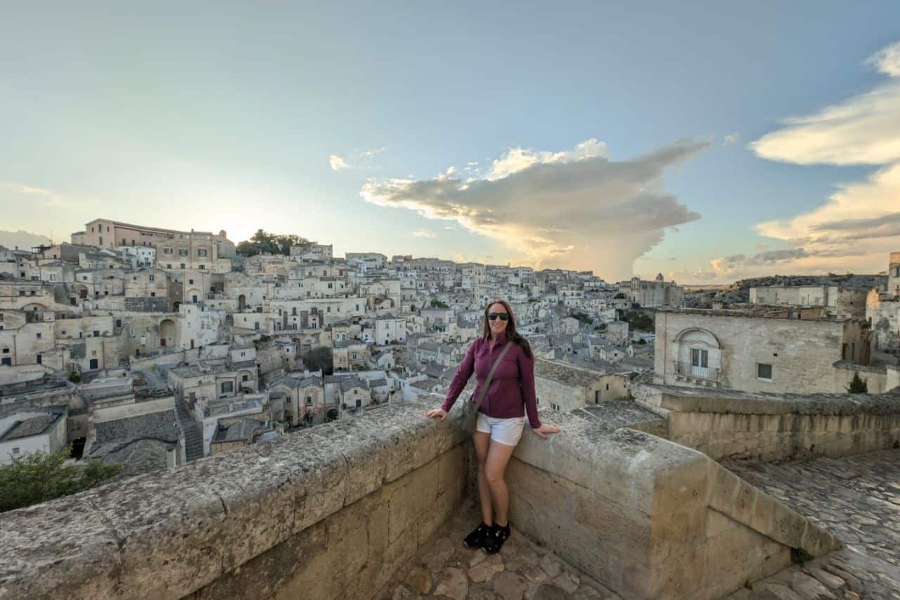 Scenic Landscape View of Matera, Italy Panoramic view of Matera with ancient cave dwellings and stone houses built into the hillside