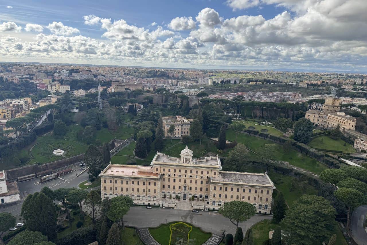 Panoramic rooftop view overlooking Vatican City and Rome